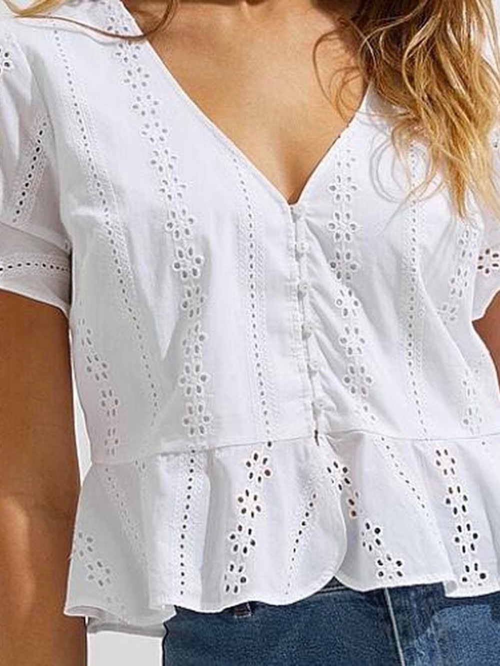 V-Neck Peplum Blouse